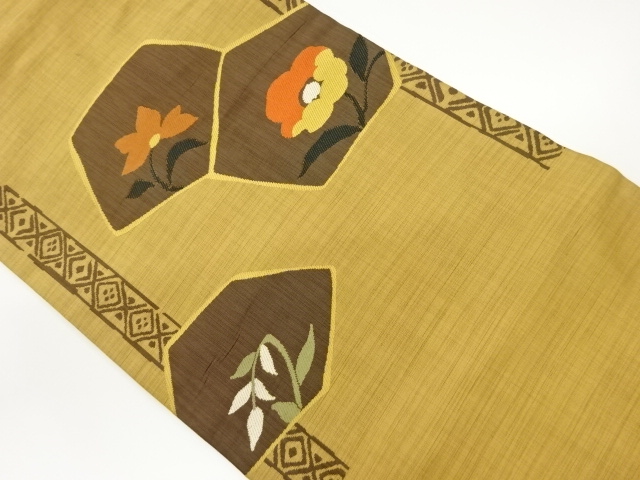 JAPANESE NAGOYA OBI / WOVEN FLORAL PLANTS